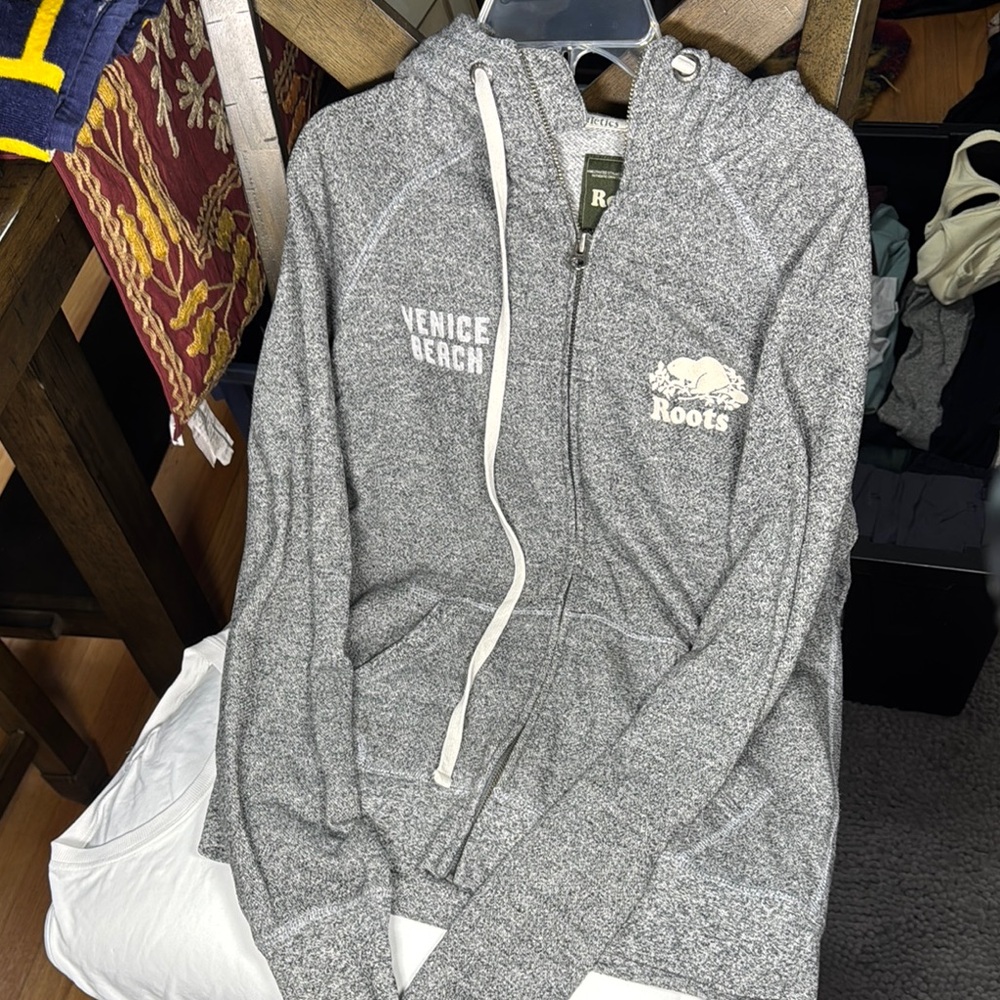 Roots Heather Gray Zip-Up Hoodie